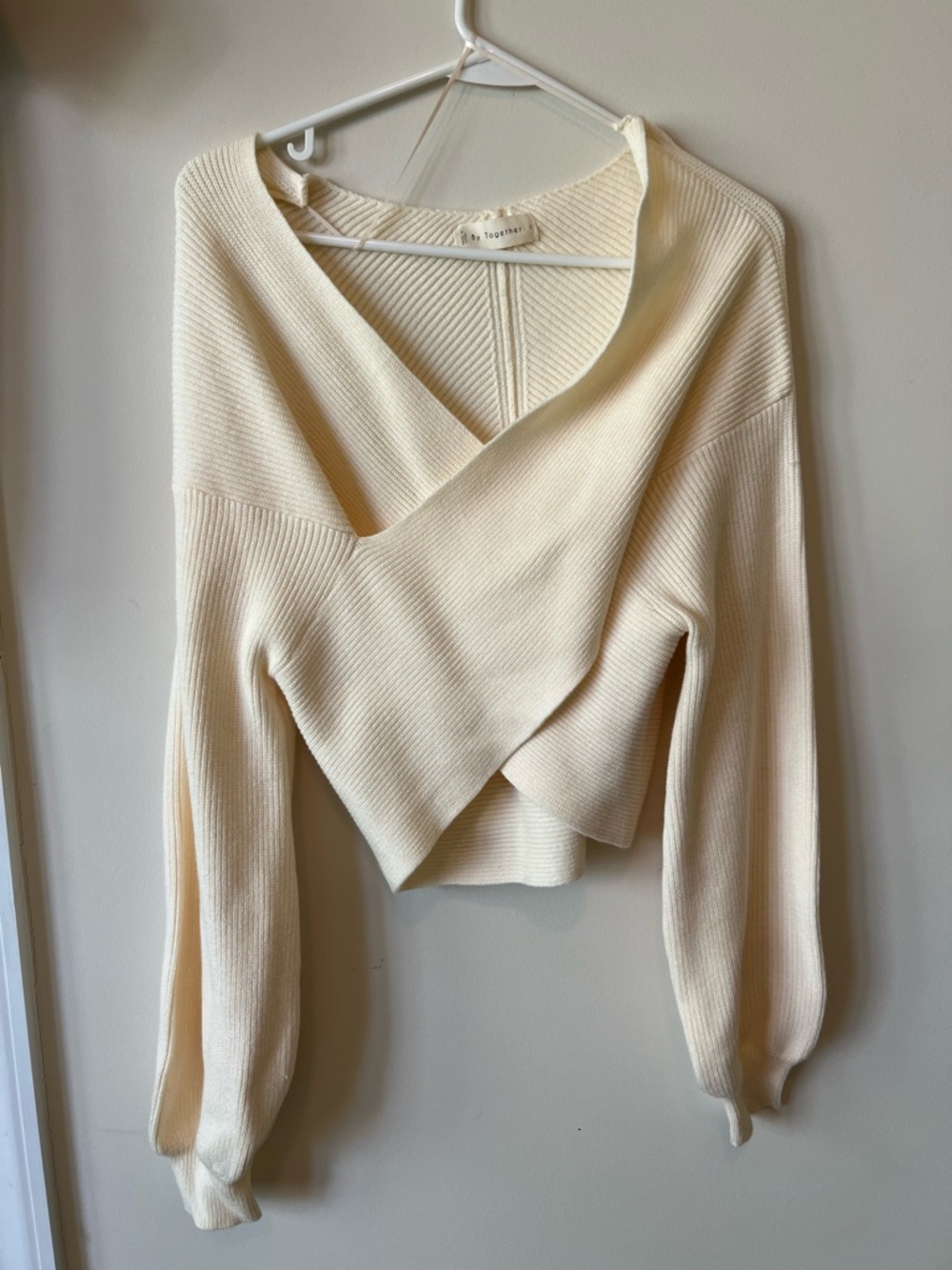 By Together Cream V-Neck Wrap Sweater